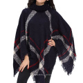 2017 novo padrão de tricô moda Grosso Ladie inverno mulheres poncho xale cachecol